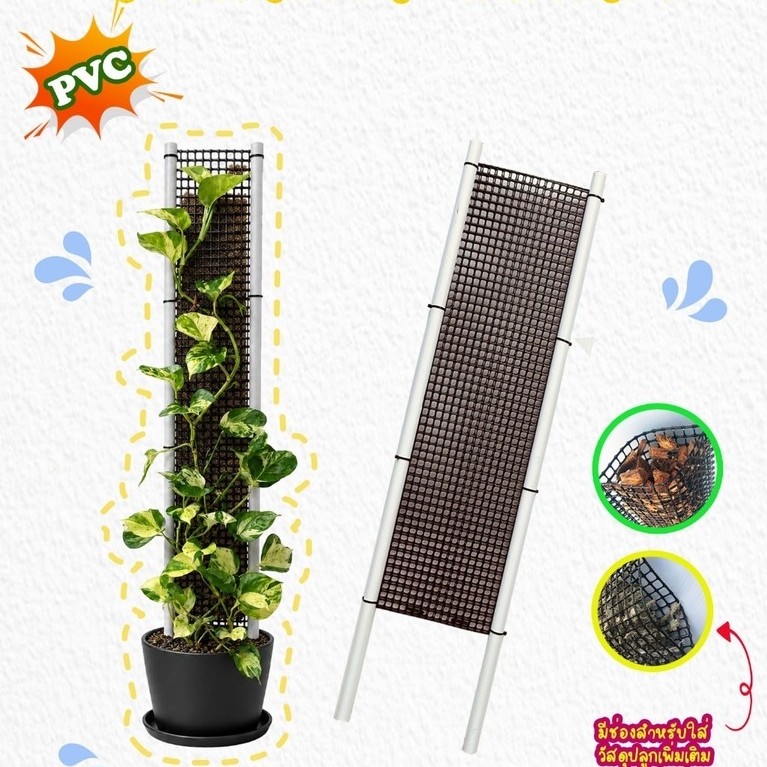 เสาไม้เลื้อย หลักไม้เลื้อย เสา PVC ตาข่ายเปล่า