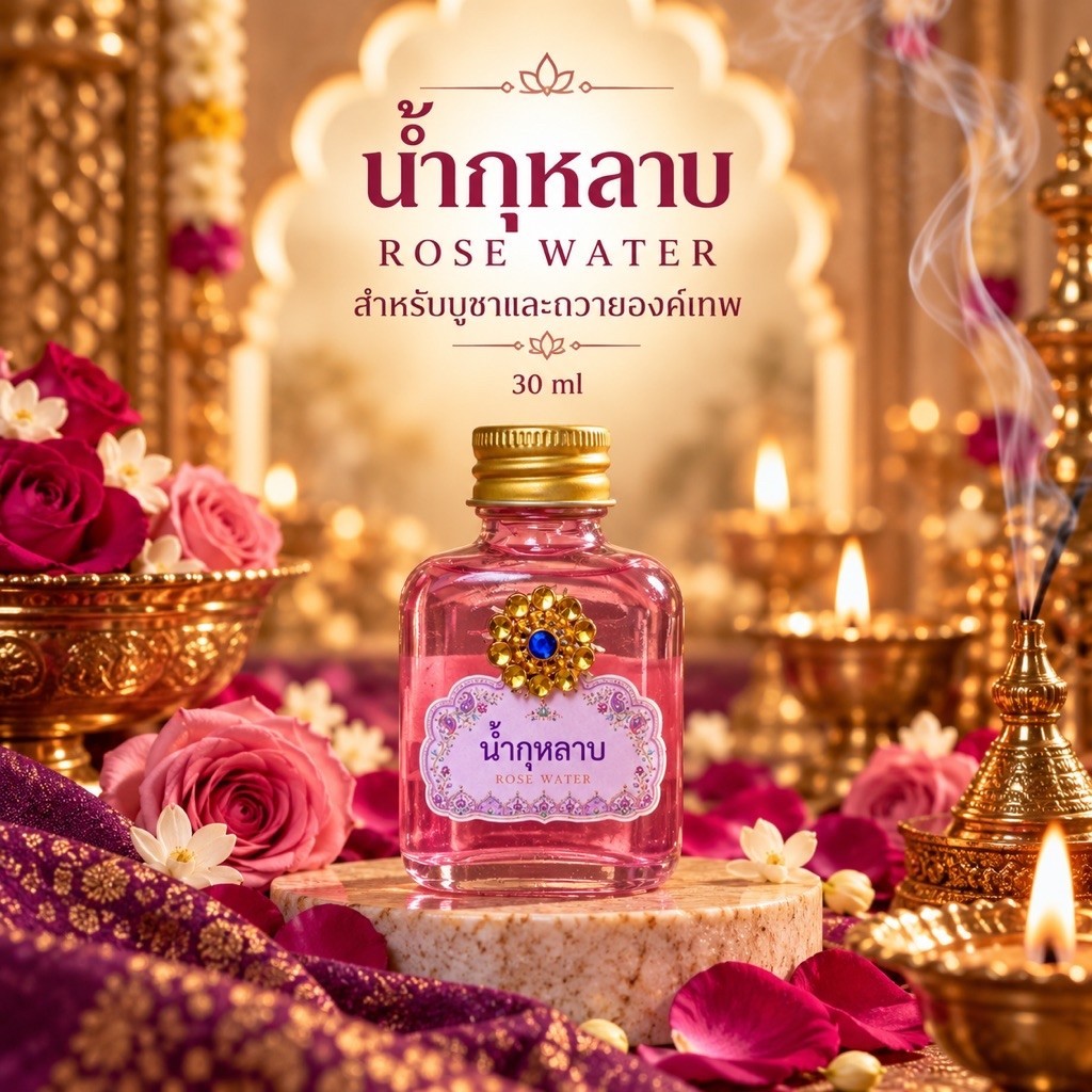 น้ำกุหลาบ ROSE WATER 30 ml น้ำกุหลาบสำหรับบูชาองค์เทพ เครื่องบูชา ของถวายองค์เทพ
