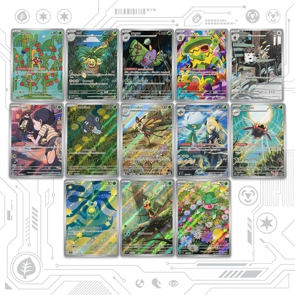 Pokemon card TH ภาษาไทย ประเภทหญ้า AR