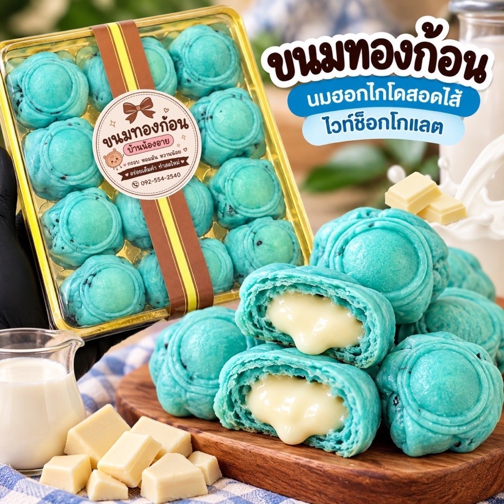 ขนมทองก้อน พรีเมี่ยม ลูกใหญ่ๆ 💖ขนมทองก้อนบ้านน้องอาย💖 **แพ็คเกจใหม่** 12ลูก🥥อร่อย กรอบ ทำสดใหม่วันต่อวัน🥥