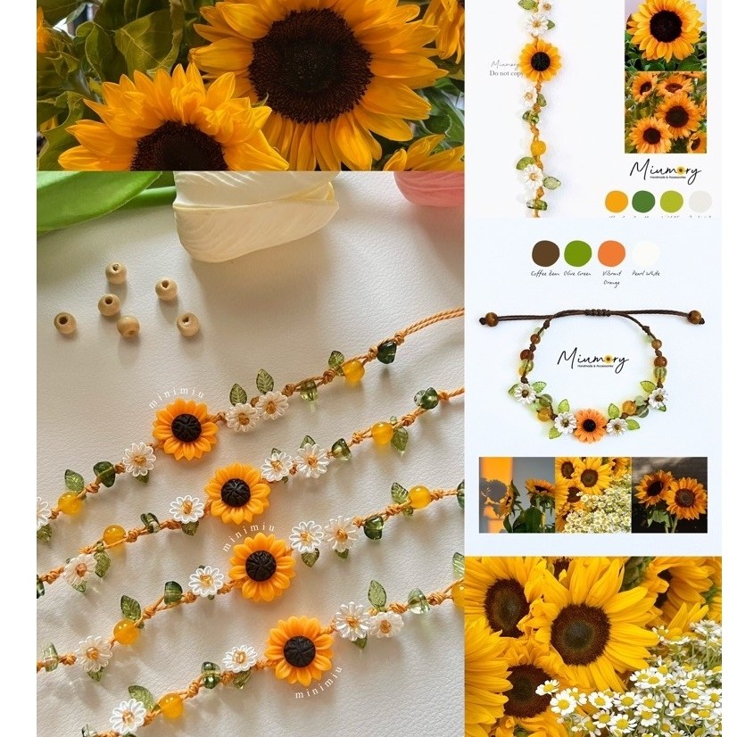 Sunflower rope bracelet/rope necklace : กำไล/สร้อยคอเชือกดอกทานตะวัน handmade