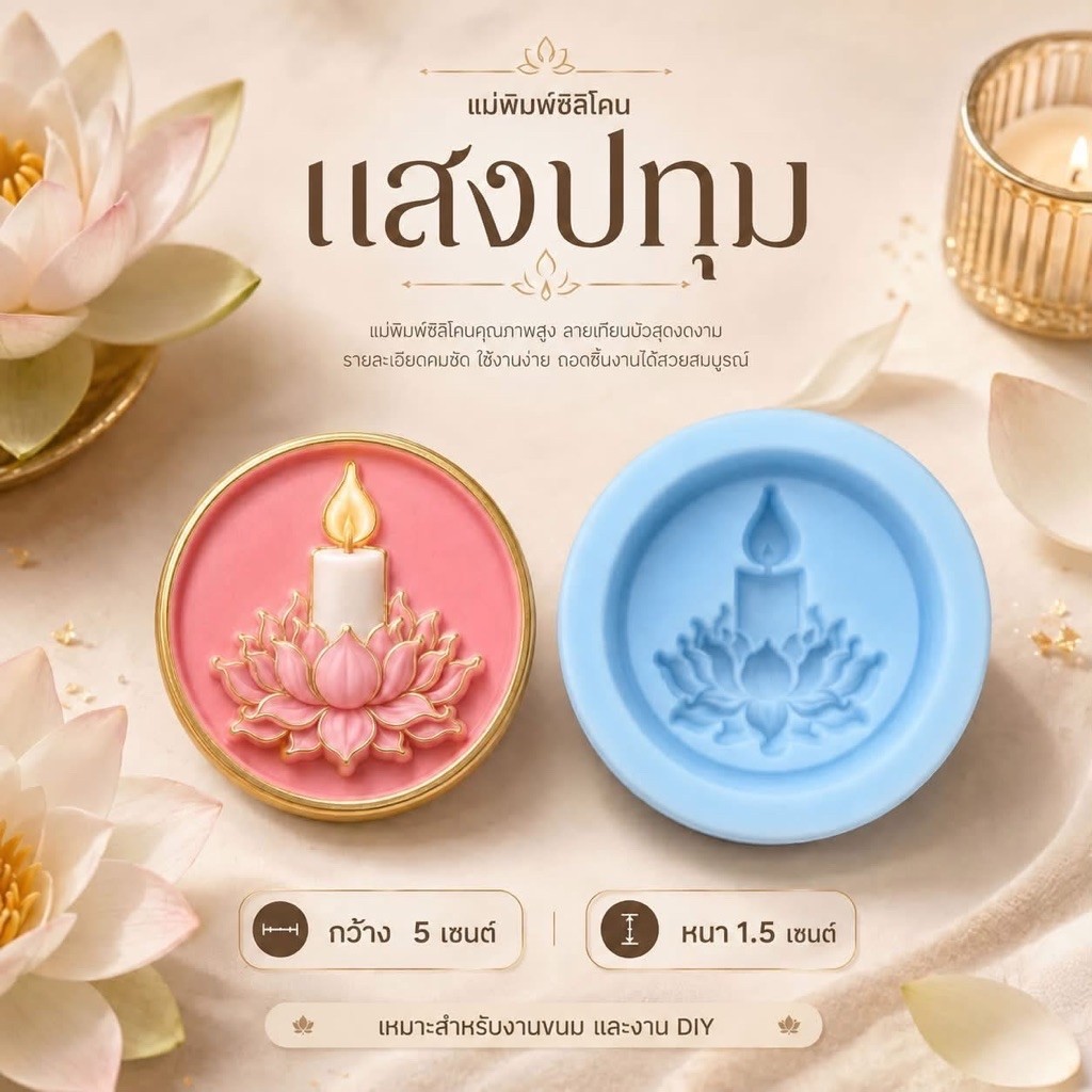 พิมพ์ซิลิโคนทำขนมลายแสงประทุม ทำอาลัวและdiy