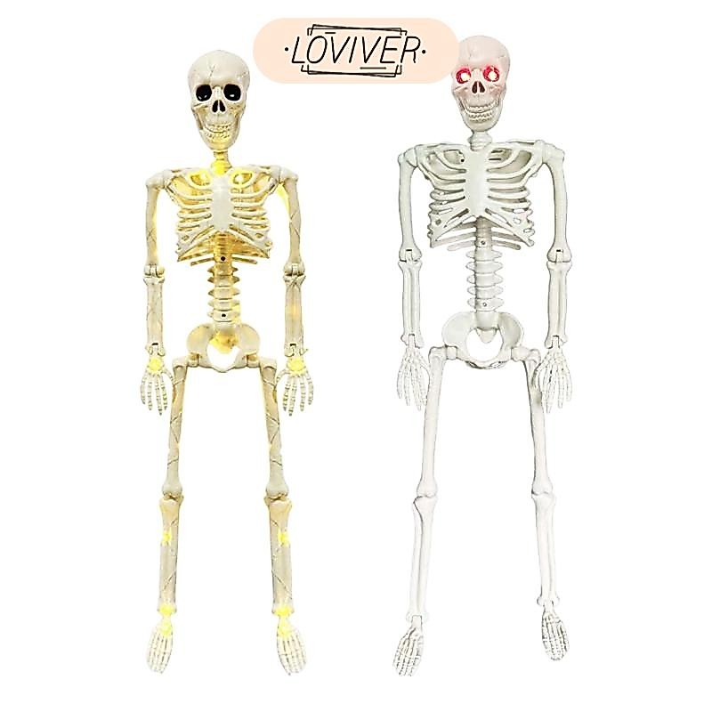 LOVIVER โครงกระดูกฮาโลวีนพร้อมไฟ LED สำหรับเคลื่อนย้ายและประดับตกแต่ง เหมาะสำหรับใช้ภายในหรือนอกบ้าน