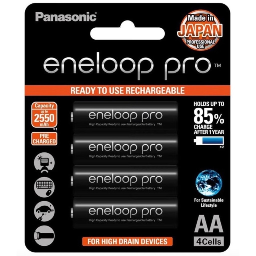 ถ่านชาร์ท Panasonic Eneloop Pro 2550 mAh ขนาด AA  แพ็ค 4 ก้อน