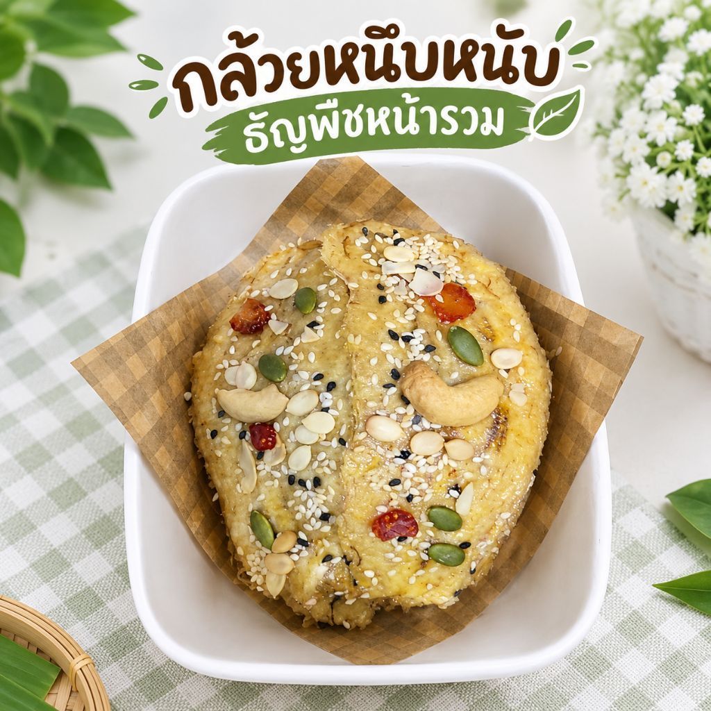กล้วยหนึบธัญพืชรวมมีประโยชน์ไฟเบอร์สุง_ใช้วัตถุดิบคุณภาพดี