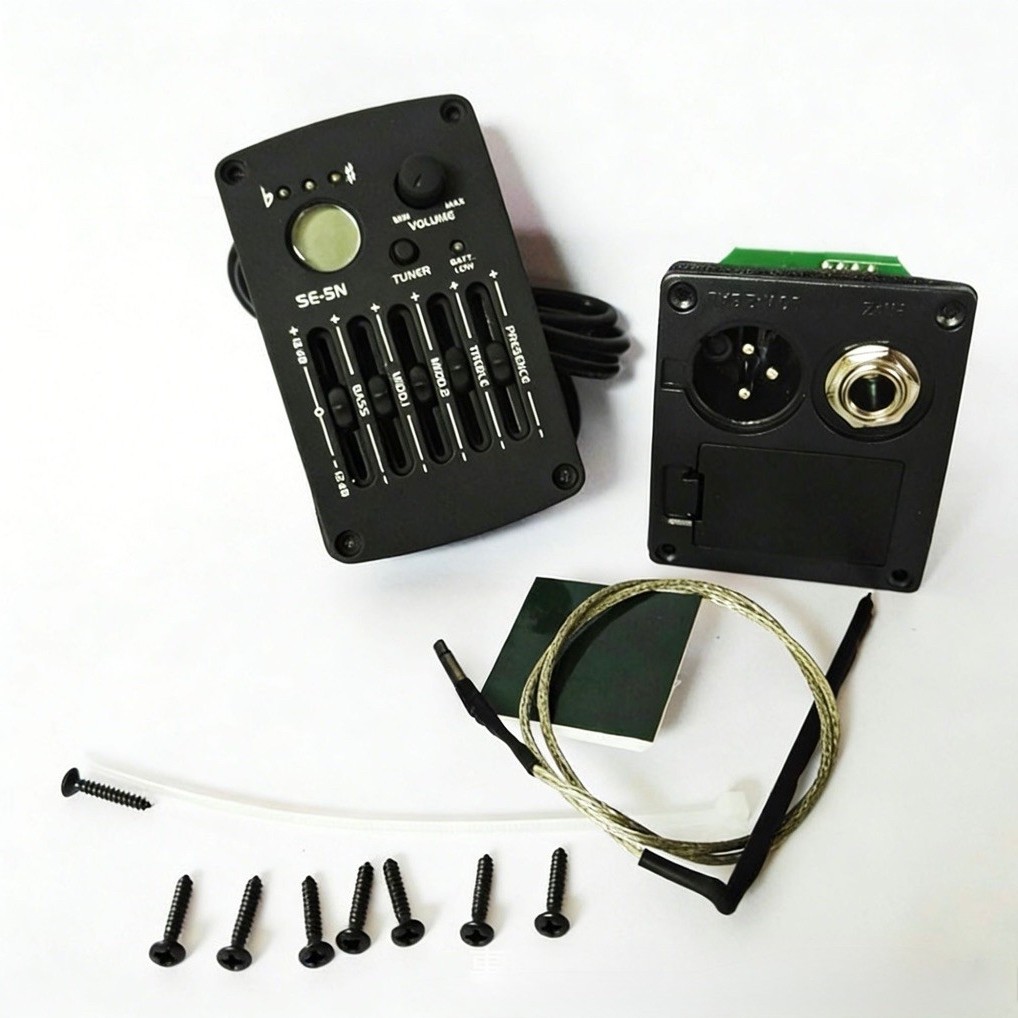 Preamp SE-5N 5 Bands EQ Equalizer Pickup Guitarra Preamp Piezo Pickup พร้อม LCD Tuner อุปกรณ์พร้อมติ