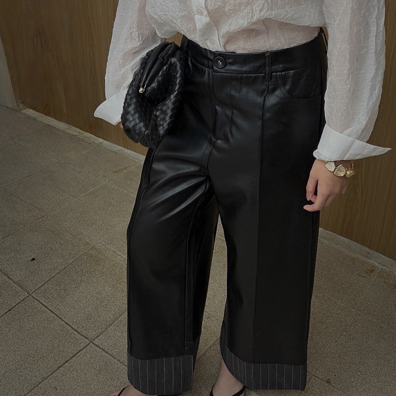 25SUMMER P92 - กางเกงหนังสีดำ leather pants