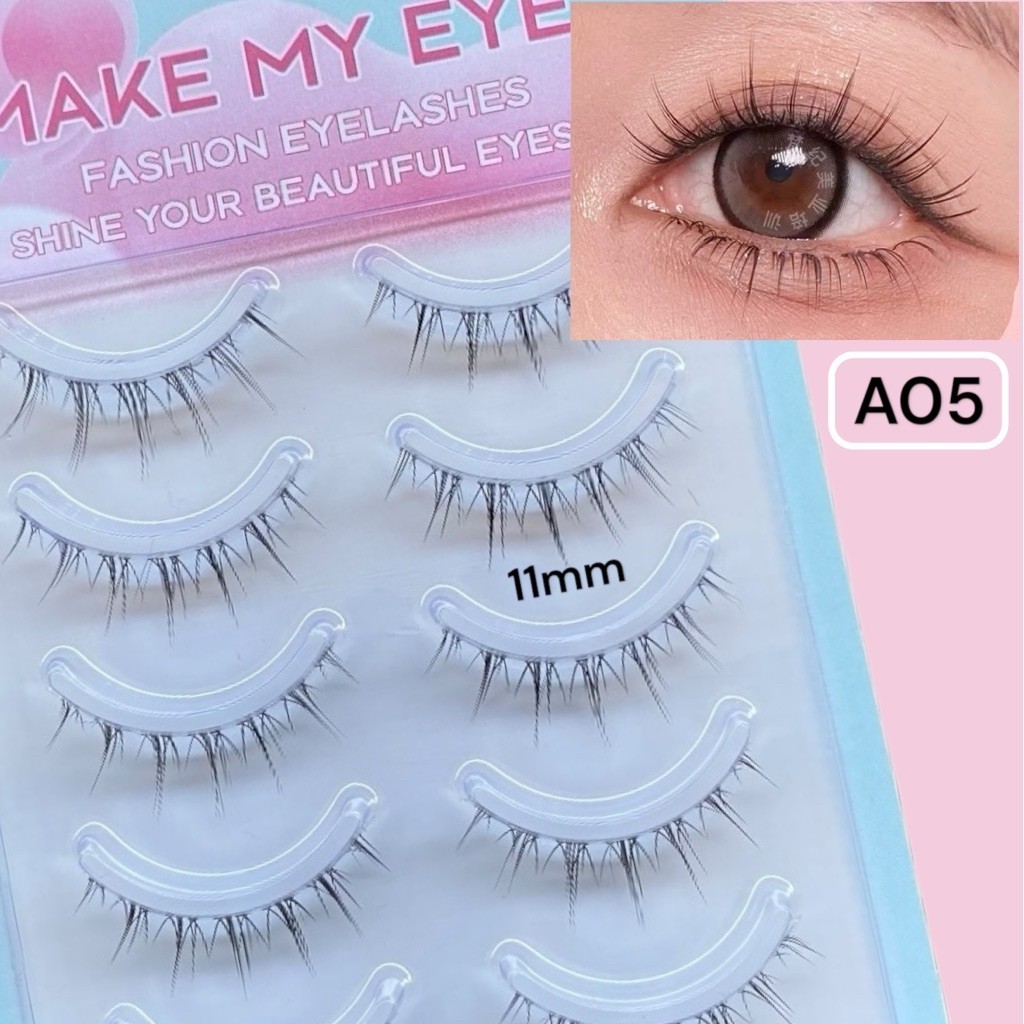 ขนตาปลอม Makemyeye ขนตาปลอมขนมิ้ง3D eyelashes (A05)  แกนใส 5 คู่ ขนตาธรรมชาติ เครื่องสำอาง