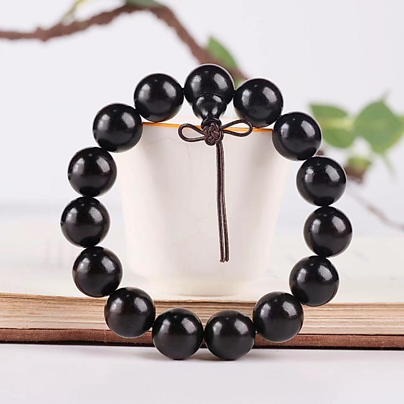 สร้อยข้อมือลูกปัดไม้มะเกลือและลูกประคำไม้จันทร์สีม่วง เป็นของขวัญสวยงาม