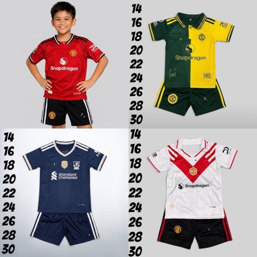 ชุดกีฬาเด็ก ผ้าโพลีอีสเตอร์ ใส่สบาย ระบายอากาศได้ดี สำหรับเด็กอายุ 2-14 ขวบ (เซตเสื้อ+กางเกง)
