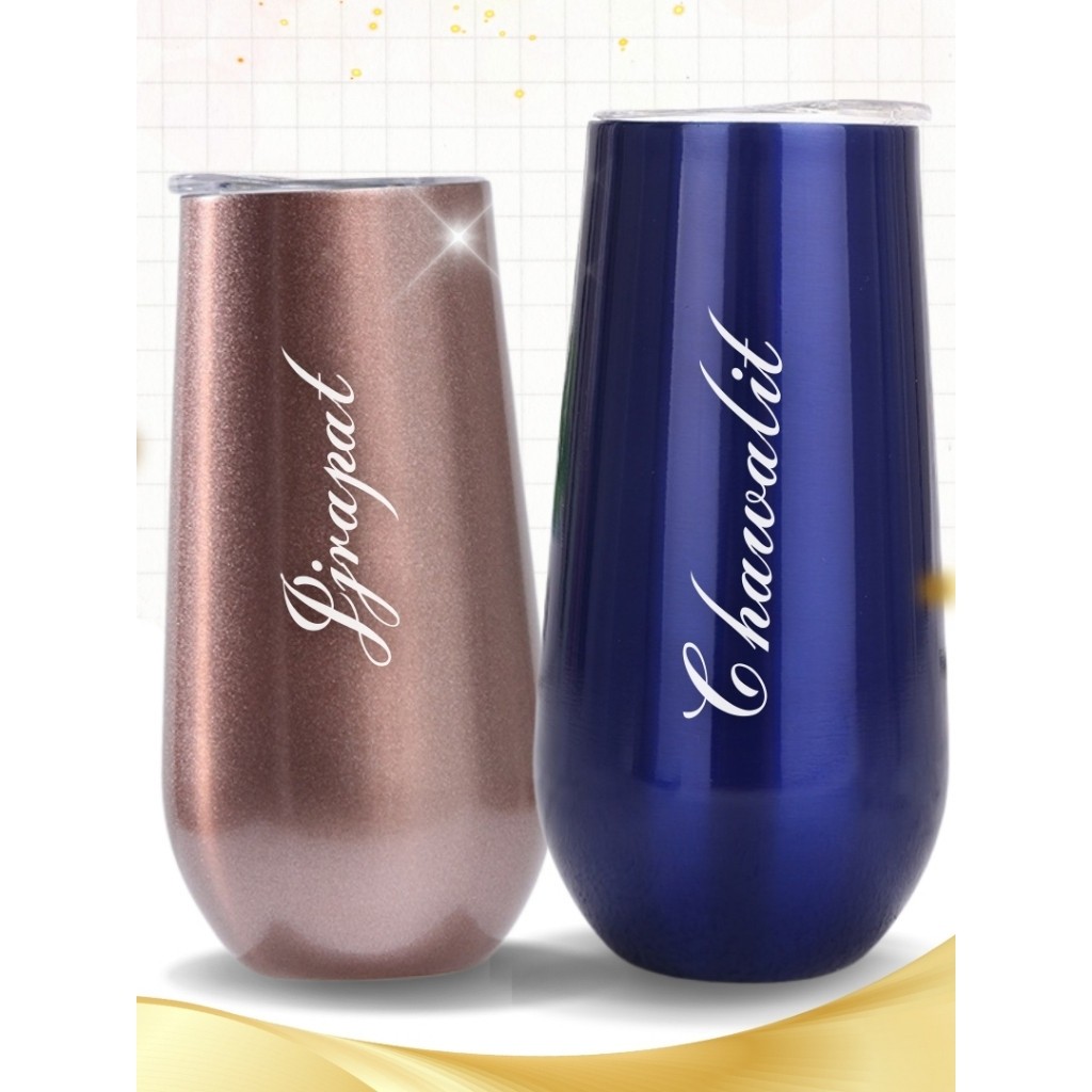 แก้วทรงแชมเปญ 10oz หรือ 300มล. แก้วน้ำสแตนเลสเก็บความเย็น แก้งทรงไวน์ ราคาถูกที่สุด สินค้าพร้อมส่ง