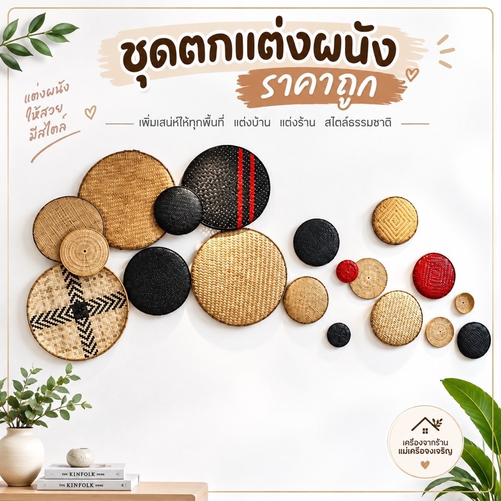 แต่งบ้านให้อบอุ่น ด้วยงานจักสานชุดกระด้งไม้ไผ่ หวายราคาถูกๆ