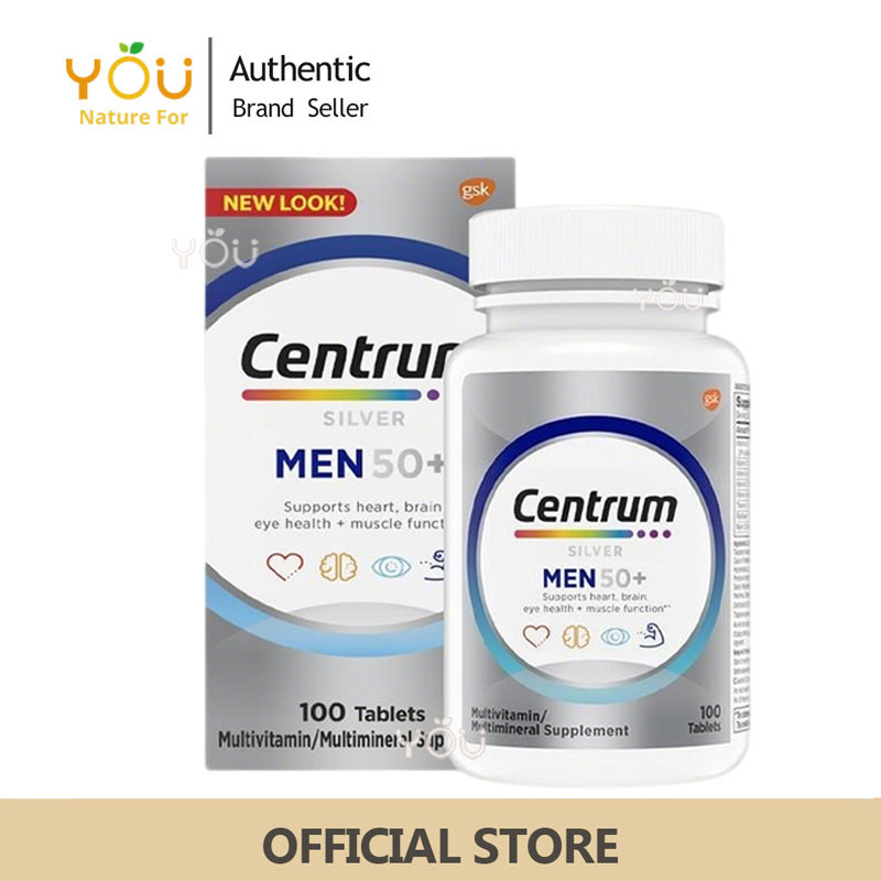 Centrum Silver 50 + Men Multivitamin 100 Tablets วิตามินรวม อาหารเสริมมัลติมิเนอรัล สหรัฐอเมริกา