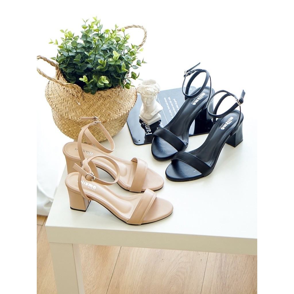 MILKMEshoes รองเท้าส้นสูงผู้หญิง สูง 3 นิ้ว สายรัดส้น หนังนิ่มมาก ใส่สวยทุกโอกาส แมทช์ง่ายทุกลุค (ME