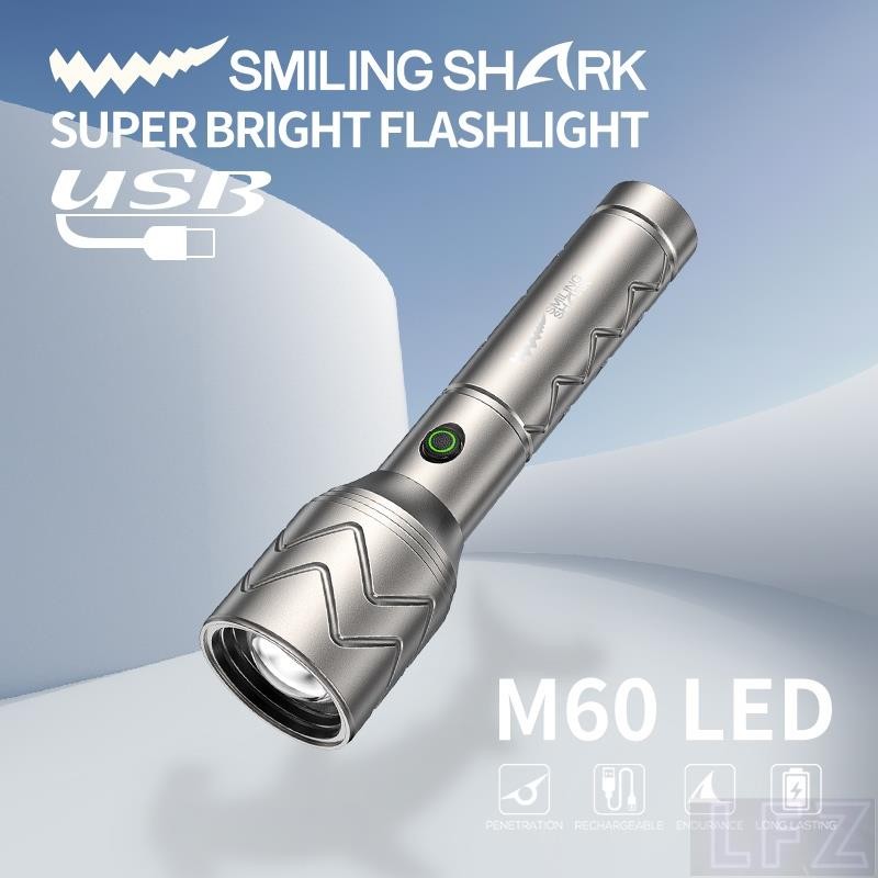 SmilingShark SD5355 ไฟฉาย led ทรงพลัง M60 6000LM ด้วยการหรี่ ไฟคบเพลิง สว่างมาก ซูมได้ 5 รูปแบบ Type