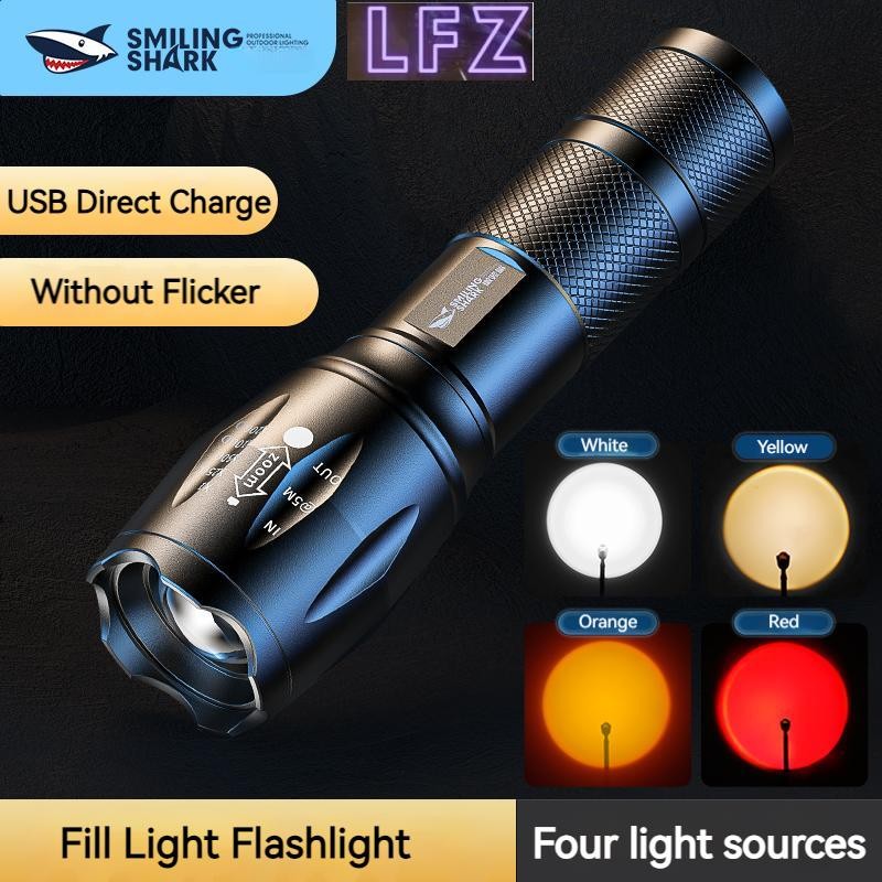 Smiling Shark SD1003 ไฟฉาย Led สว่างมาก RGB สีขาว สีเหลือง สีส้ม สีแดง สีฟ้า สีเขียว สีม่วง พร้อมขาต