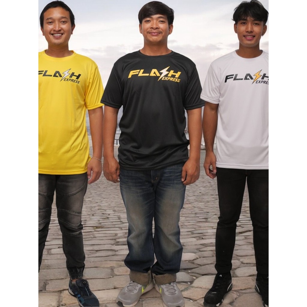 A043 เสื้อยืดคอกลม เสื้อสกรีนลายFLASH มี3สีขาว ดำ เหลือง มี4ไซส์ M,L,XL,2XL,เนื้อผ้ากีฬา ผ้าดีนุ่มลื่น สวมใส่บาย แห้งไว