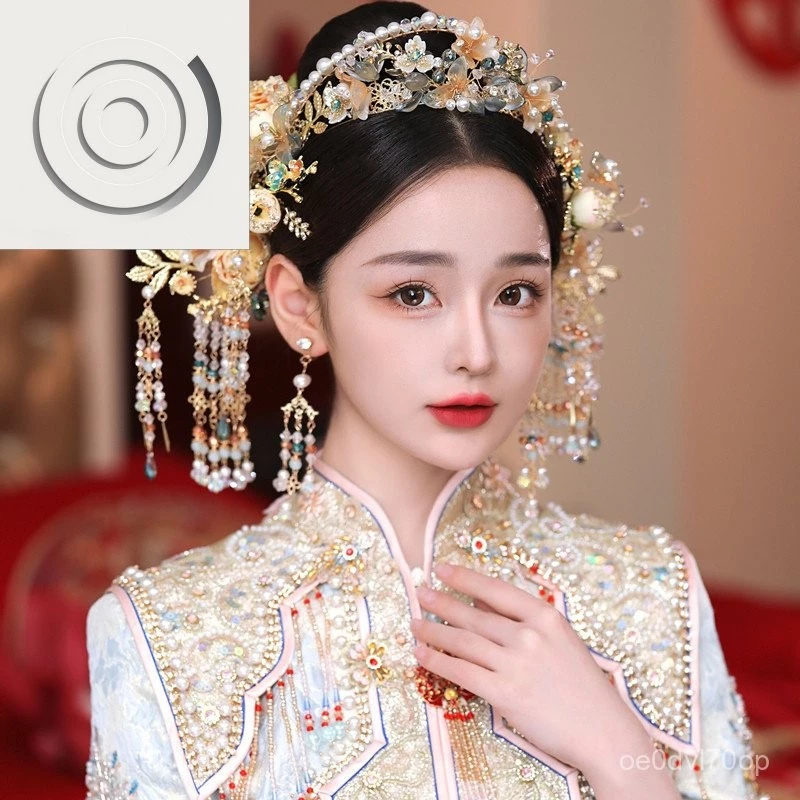 ชุดเครื่องประดับผมเจ้าสาวสไตล์จีน มงกุฎชุดมังกรและฟีนิกซ์
