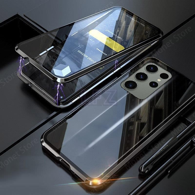 2 In 1 360 เคสโทรศัพท์มือถือ แบบแม่เหล็ก แฟชั่น สําหรับ Samsung Galaxy S23 Ultra° ด้านหน้า + ด้านหลั