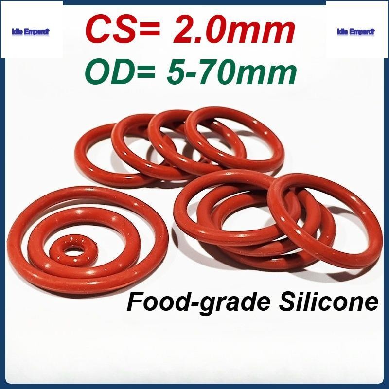 [MX] ปะเก็นซีลยางสีแดง OD5-70 มม. * CS2.0 มม. ซิลิโคนเกรดอาหารโอริง VMQ โอริงกันน้ําทนอุณหภูมิสูง