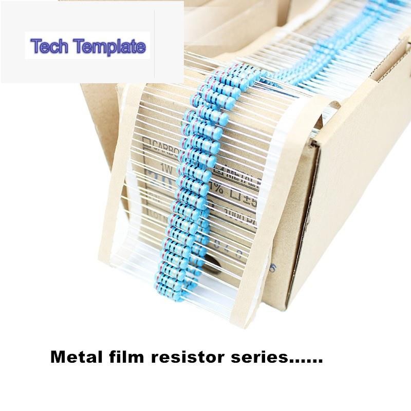 ตัวต้านทานฟิล์มโลหะ 1/4W 1/2W 1W 8.2R 9.1R 10R 12R 15R 18R 20R 22R โอห์ม 1% 100 ชิ้น