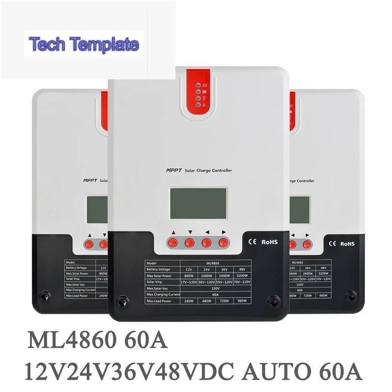 SRNE ML4860 60A 12V24V/36V/48V Auto MPPT solar Charge Controller สําหรับแบตเตอรี่ลิเธียมพลังงานแสงอา