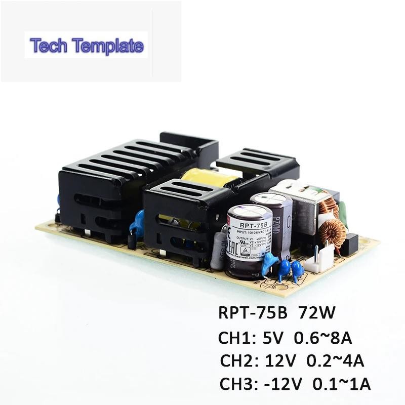 Rpt-75b Meanwell 72W Triple Ouput Circuit Board PCB Switching Power Supply 110 V/220VAC ถึง 5V 12V -