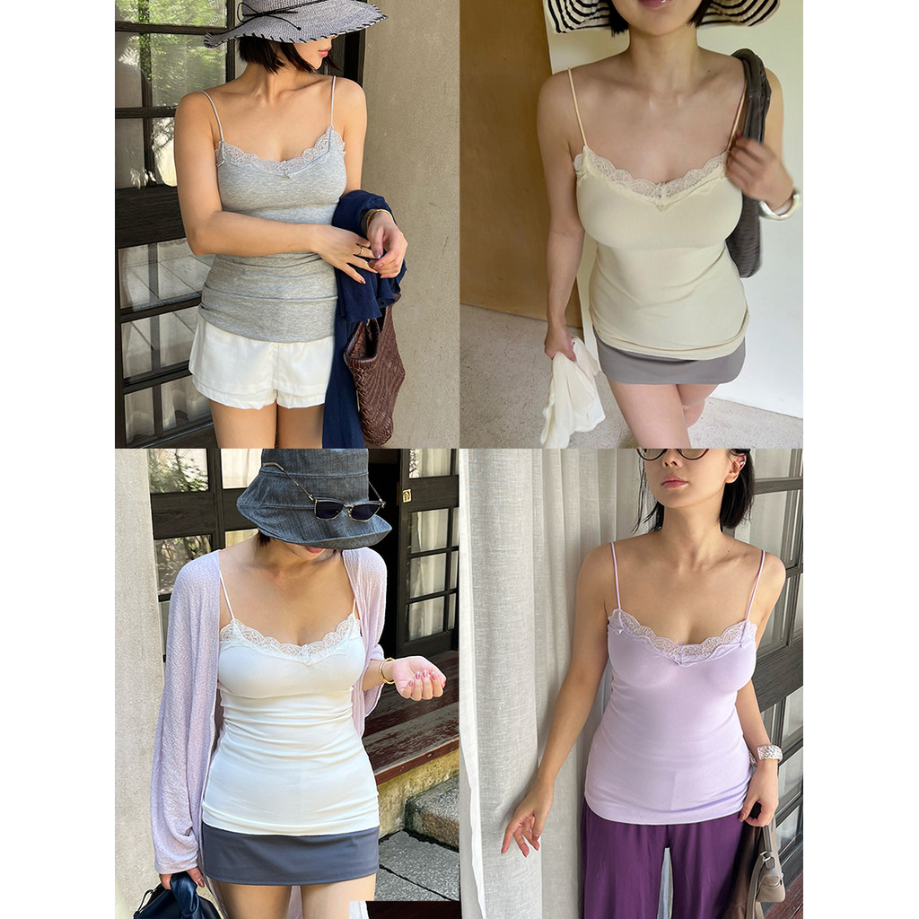 ⚡Faye Lace Cami Top⚡ ครอปสายเดี่ยว กล้ามสายฝอ_Gioia.991 ( #gii543 )