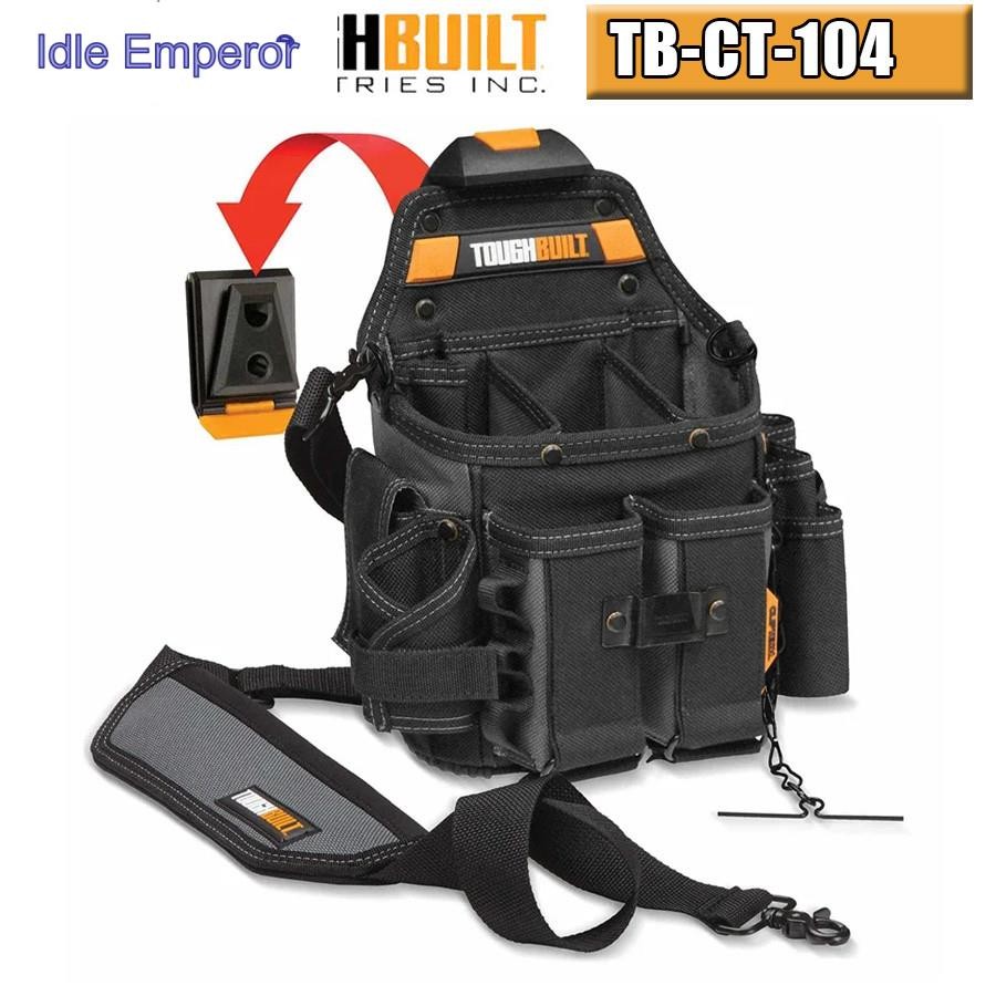 ในสต็อก ToughBuilt Electrician Bag TB-CT-104 + สายสะพายไหล่ 25 ช่องและสายรัด สีดํา นาฬิกาจัดระเบียบ
