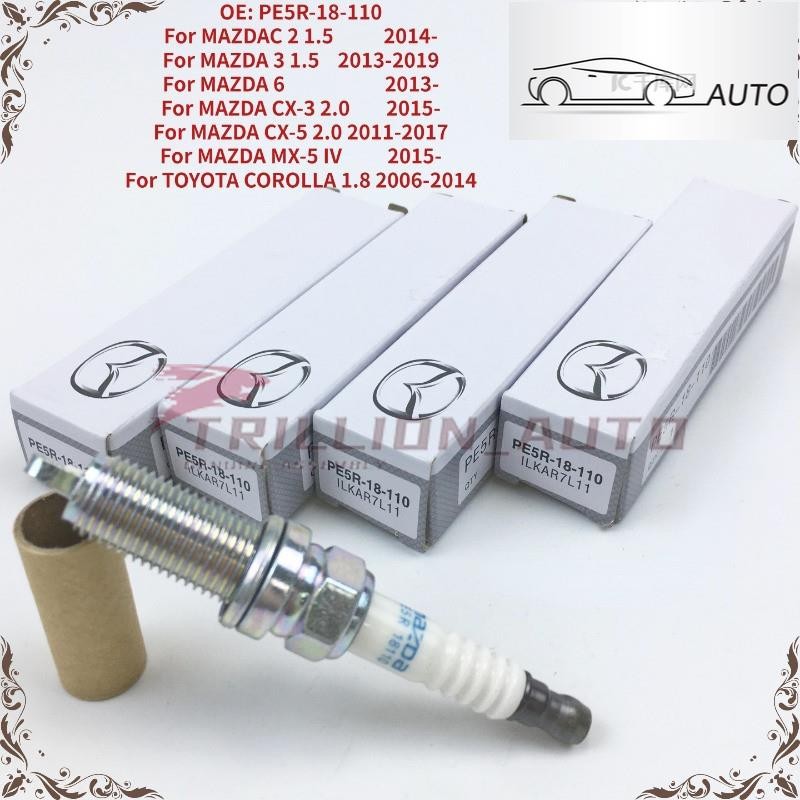 หัวเทียนอิริเดียม สําหรับ MAZDA 2 3 6 CX-3 CX-5 MX-5 TOYOTA COROLLA PE5R-18-110 4 ชิ้น