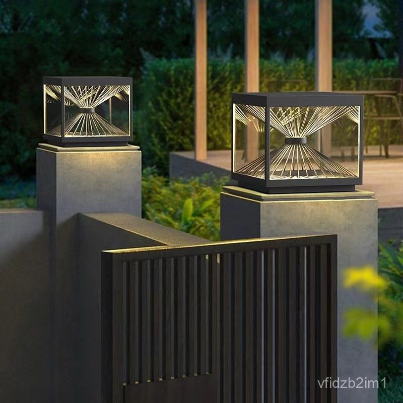 Outdoor Pillar Light Villa Door Pillar Light Solar Waterproof Courtyard Wall Light Gate Pillar Light