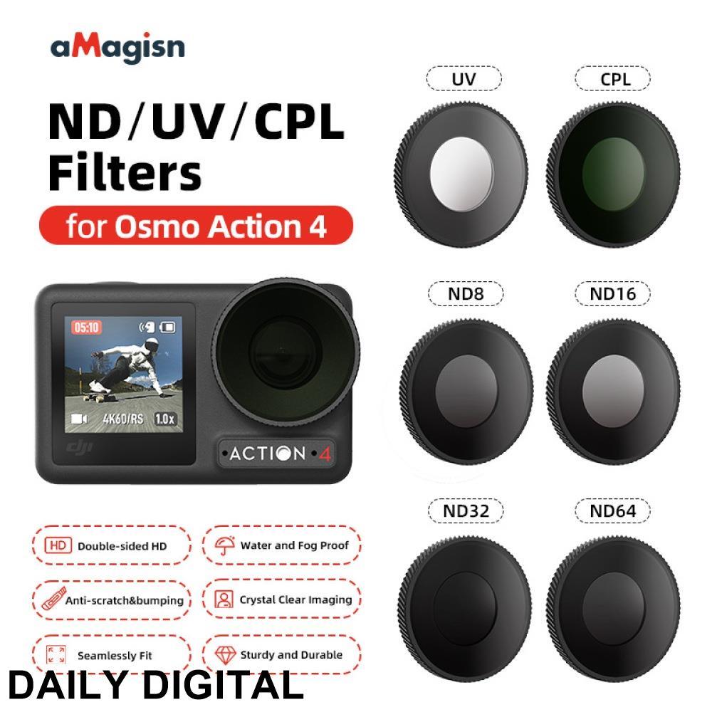 สําหรับไส้กรองกันน้ํา Osmo action 5 Pro/Action4, DJI ปกป้องอุปกรณ์เสริมสําหรับกล้องแอคชั่น Action4