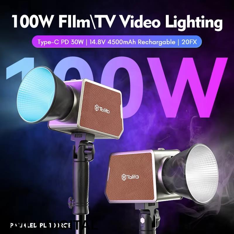 Tolifo PL-100RGB 100W RGB LED วิดีโอแบบพกพา COB ต่อเนื่องเอาต์พุต Mini Bowens ชาร์จการถ่ายภาพวิดีโอ