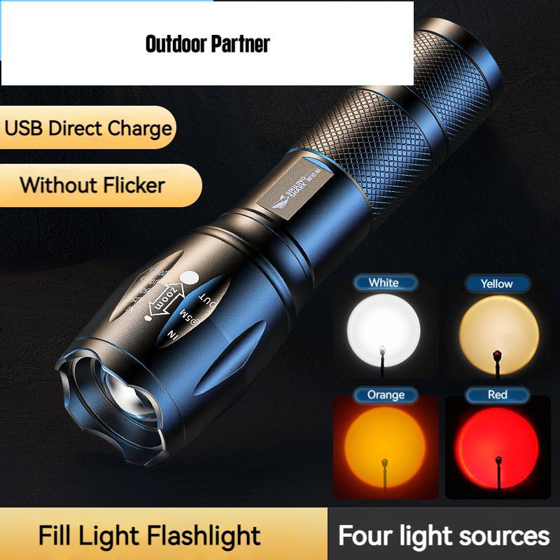 SD1003 ไฟฉาย Led สว่างมาก RGB สีขาว สีเหลือง สีส้ม สีแดง สีฟ้า สีเขียว สีม่วง พร้อมขาตั้งกล้อง ชาร์จ