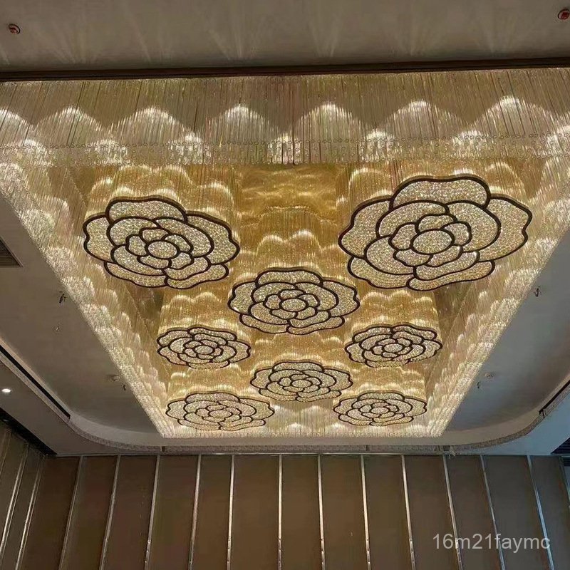 Rectangular Hotel Lobby Ceiling Light Engineering Lighting Flower Crystal Light KTV Custom Clubhouse
