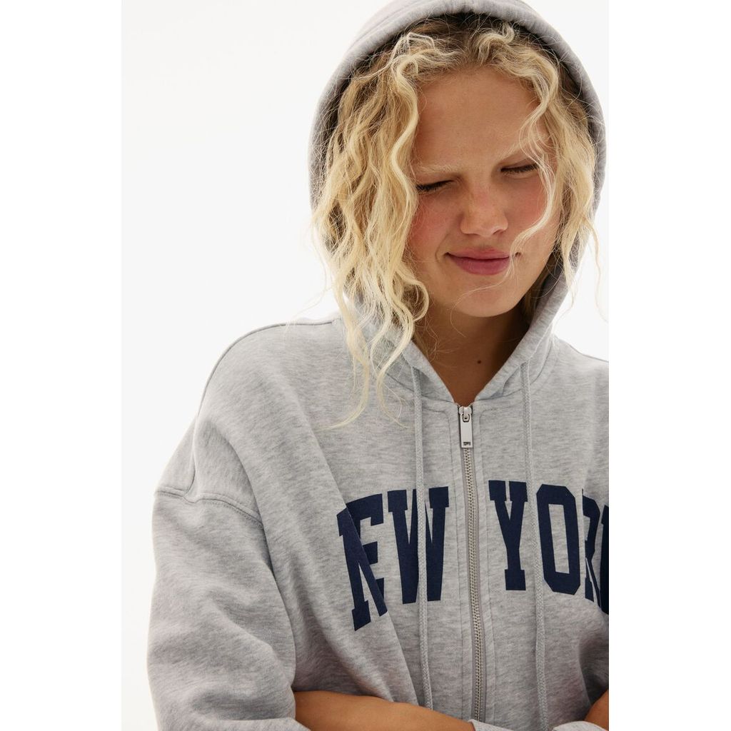 H&M(เอชแอนด์เอ็ม) เสื้อฮู้ดมีซิปทรงโอเวอร์ไซส์ Women Oversized zip-through hoodie 1234775_9