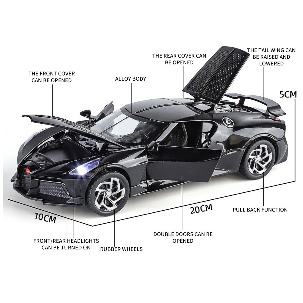 1:24 Bugatti La Voiture Noire Supercar โมเดลรถเหล็กรถโลหะผสมของเล่นของขวัญสําหรับเด็กเด็กผู้หญิง