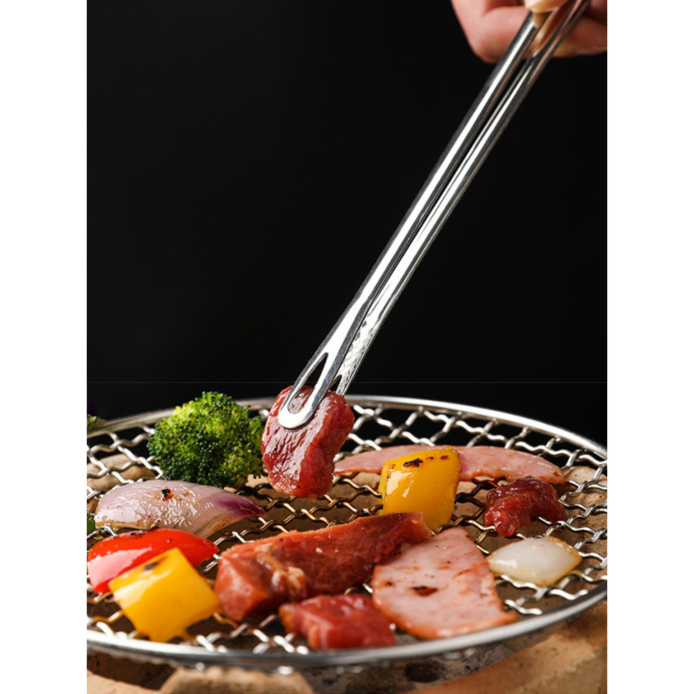 สแตนเลสที่หนีบบาร์บีคิวเกาหลีที่หนีบอาหารบาร์บีคิวที่หนีบอาหารบุฟเฟ่ต์ที่คีบเนื้อเกาหลีที่คีบเนื้อย่าง