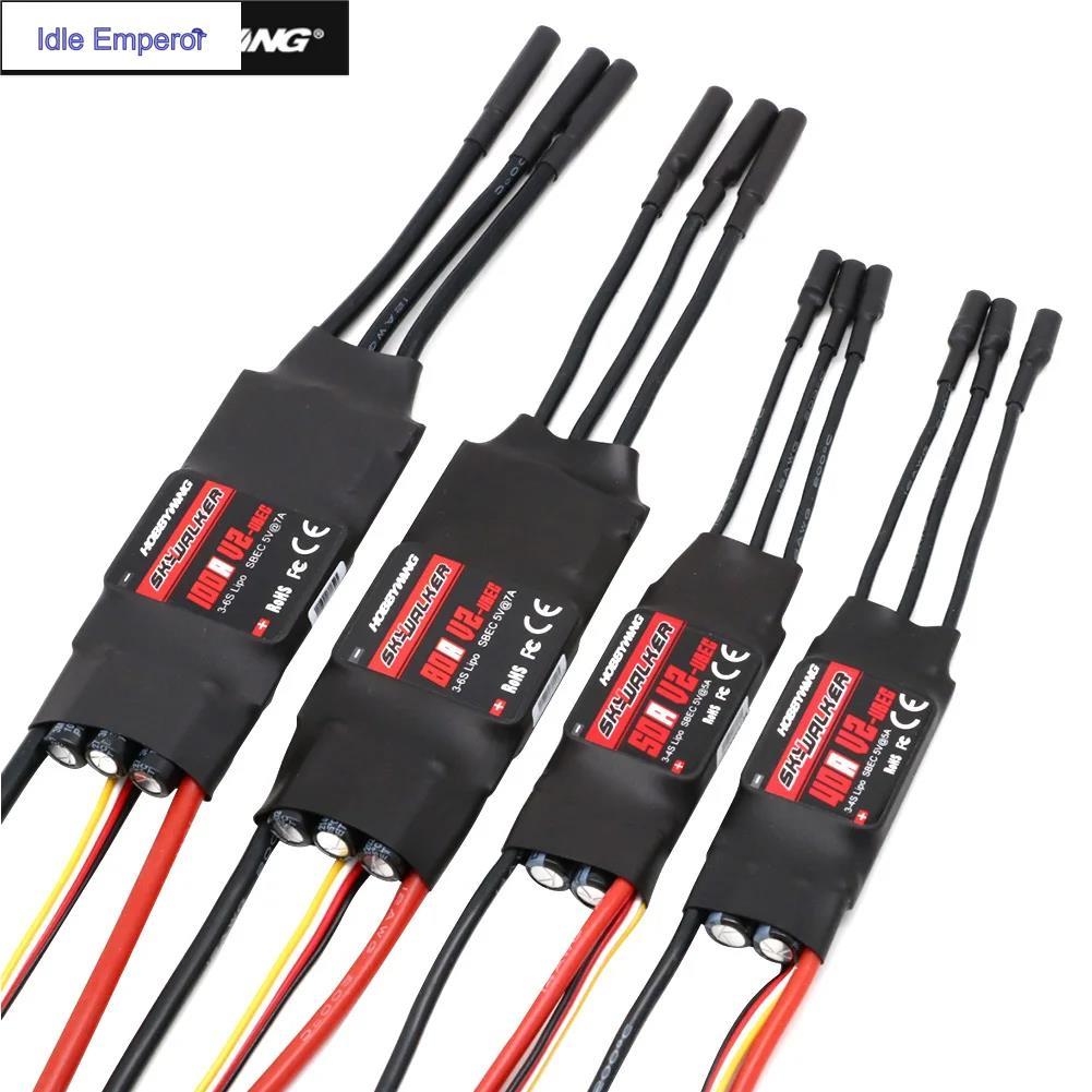 Hobbywing ตัวควบคุมความเร็วโดรน ESC 40A 50A 80A 100A V2 ESC 2-4S Skywalker พร้อม BEC UBEC สําหรับเฮล