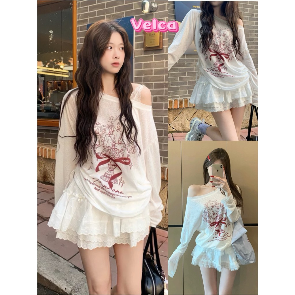 Velca เสื้อชีฟองทรง Ovesize ใส่แมทช์เสื้อสายเดี่ยว หรือ บิกินี่ ใส่คลุมได้ทุกงาน ทรงหลวม พิมพ์ลาย เซ็กซี่  ป้องกันแดด