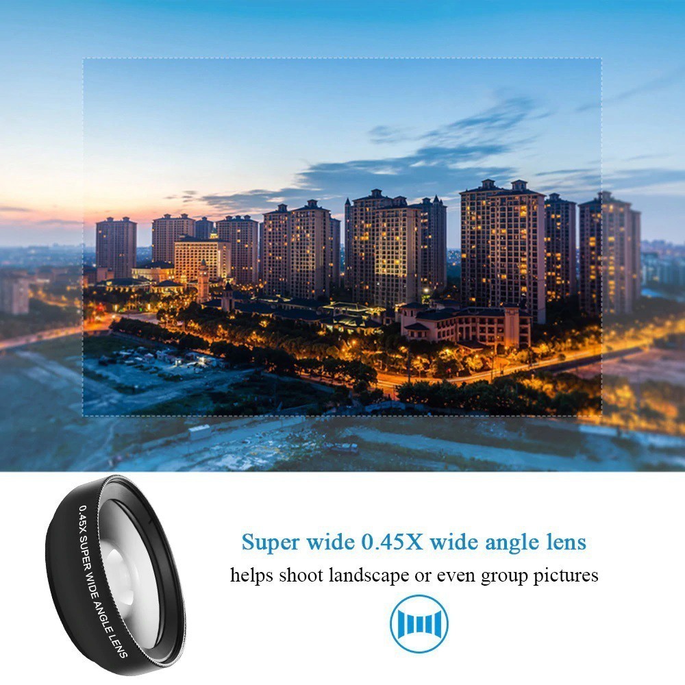 0.45x Super Wide Angle 12.5x Super Macro HD Lens / Universal Clip Lens 3in1 Wide Angle + Fish Eye + 