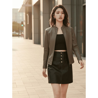 เสื้อคลุม เสื้อหนัง สไตล์เกาหลี สีพื้นสวยหรู