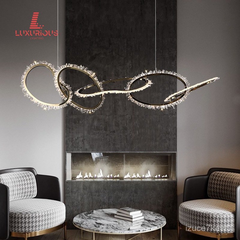 【Natural Crystal】Restaurant Chandelier Light Luxury Minimalist Modern Living Room Nordic Hotel Villa