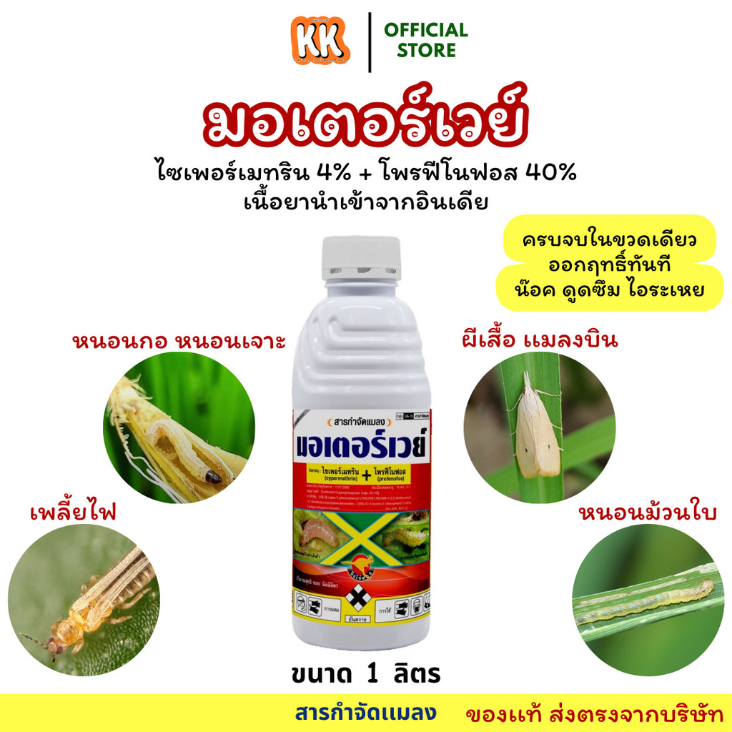 ส่งไว มอเตอร์เวย์ ไซเพอร์เมทริน+โพรฟีโนฟอส สูตรน้ำมันระหุง สูตรเย็น มีสารเพิ่มฤทธิ์ น็อคหนอนเพลี้ย แมลงปีกแข็ง