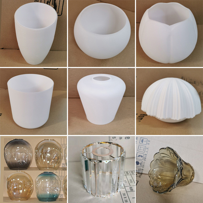 Milky White Glass Chandelier Shade Frosted Transparent Cognac Color American Style Fan Lamp Gold Edg