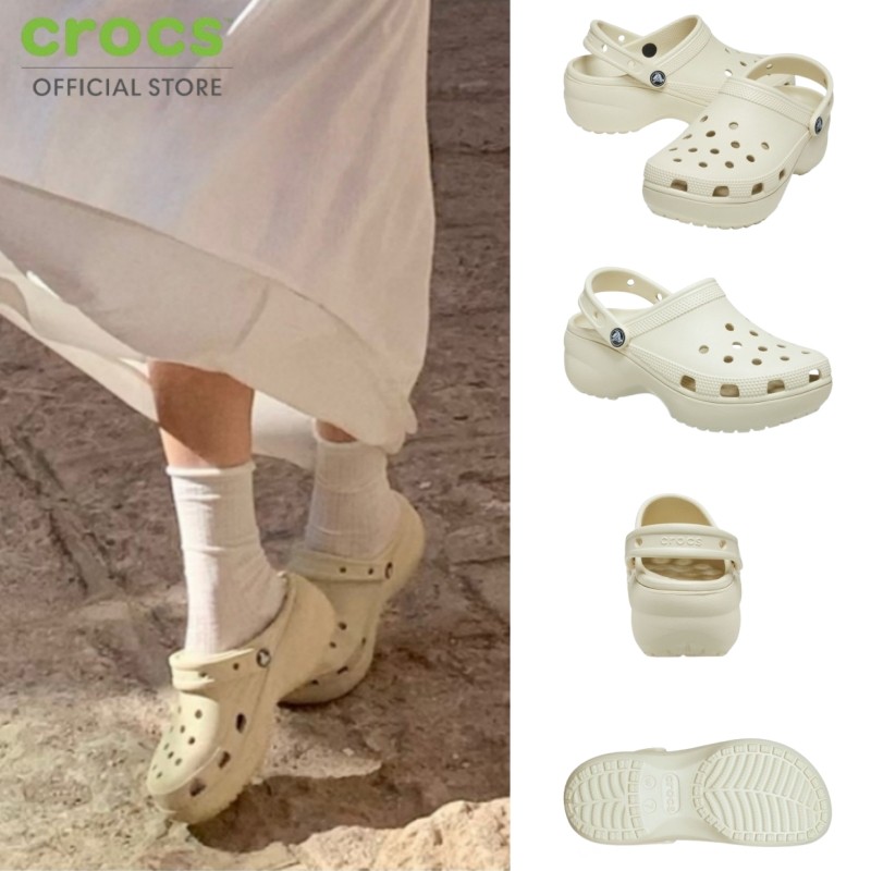 CROCS รองเท้าลำลองผู้หญิง CLASSIC PLATFORM CLOG รุ่น 2067502Y2 - BONE
