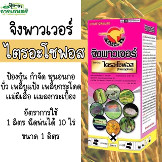พร้อมส่ง ไตรอะโซฟอส 40% จิงพาวเจอร์ กำจัดบั่ว หนอนเจาะไล่แมลงใช้ในนาข้าว พลี้ยไก่แจ้ ไร เพลี้ยไฟ หนอนกอ บั่ว ขนาด 1 ลิตร