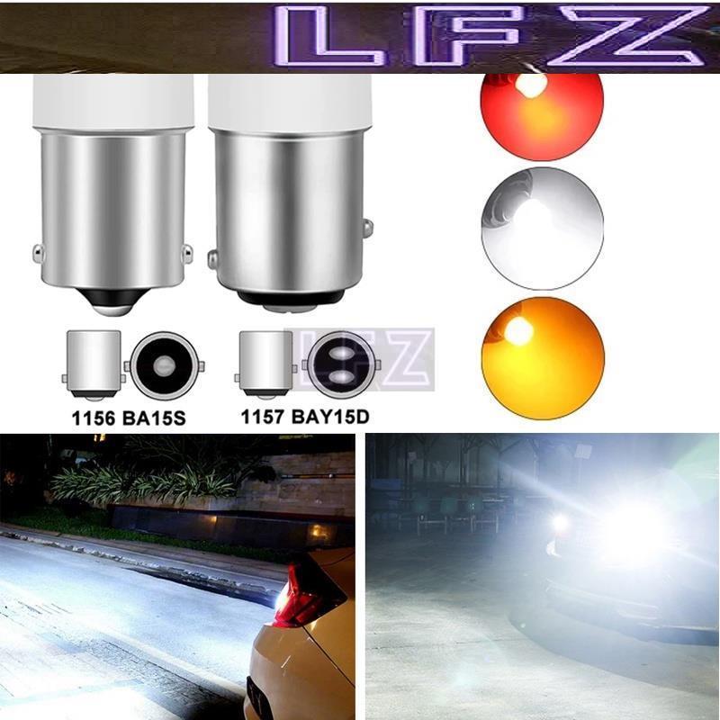 LFZ หลอดไฟเลี้ยว 2Pcs ไฟเลี้ยว LED รถยนต์ 1156 BA15S 1157 BAY15D 9SMD ไฟเลี้ยวสากล ไฟเบรค 12V