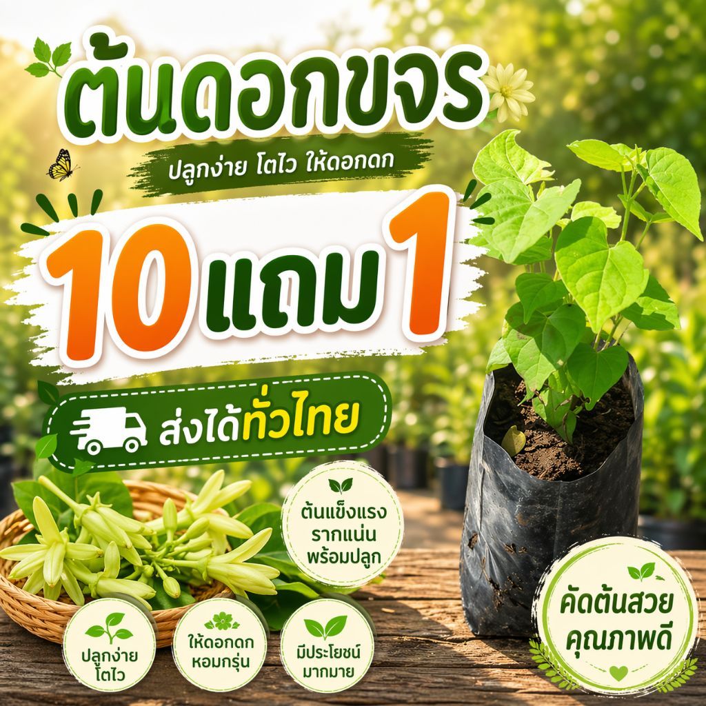 ต้นดอกขจร ต้นสนิท ดอกขจร ผักสวนครัวพื้นบ้าน ไม้เลื้อยทำซุ้ม ผักริมรั้ว ดิน ปุ๋ย กระถาง สมุนไพรไทย ต้นกล้า เมล็ดพันธุ์
