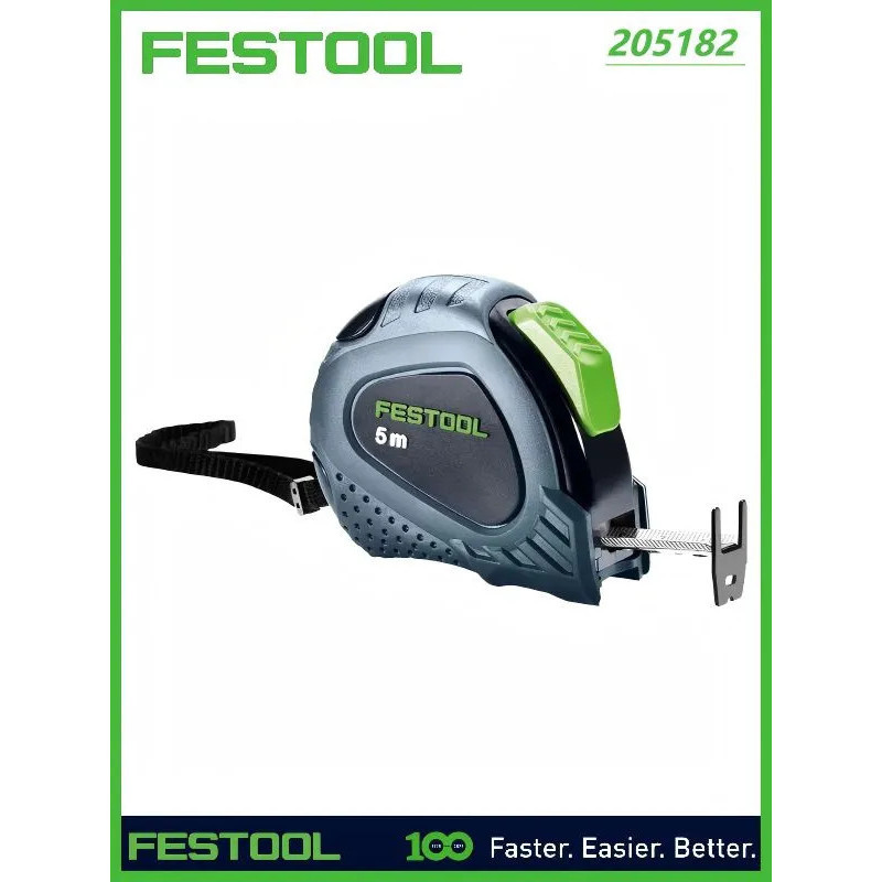 Festool 205182 MB 5M ตลับเมตรมืออาชีพ สเกลชัดเจน ตะขอปรับได้ ทนทาน เหมาะวัดขนาดงานไม้และก่อสร้าง
